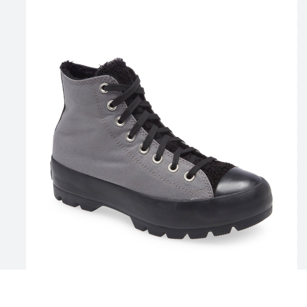 Gray High-Top Canvas Lace-Up Women's Boot